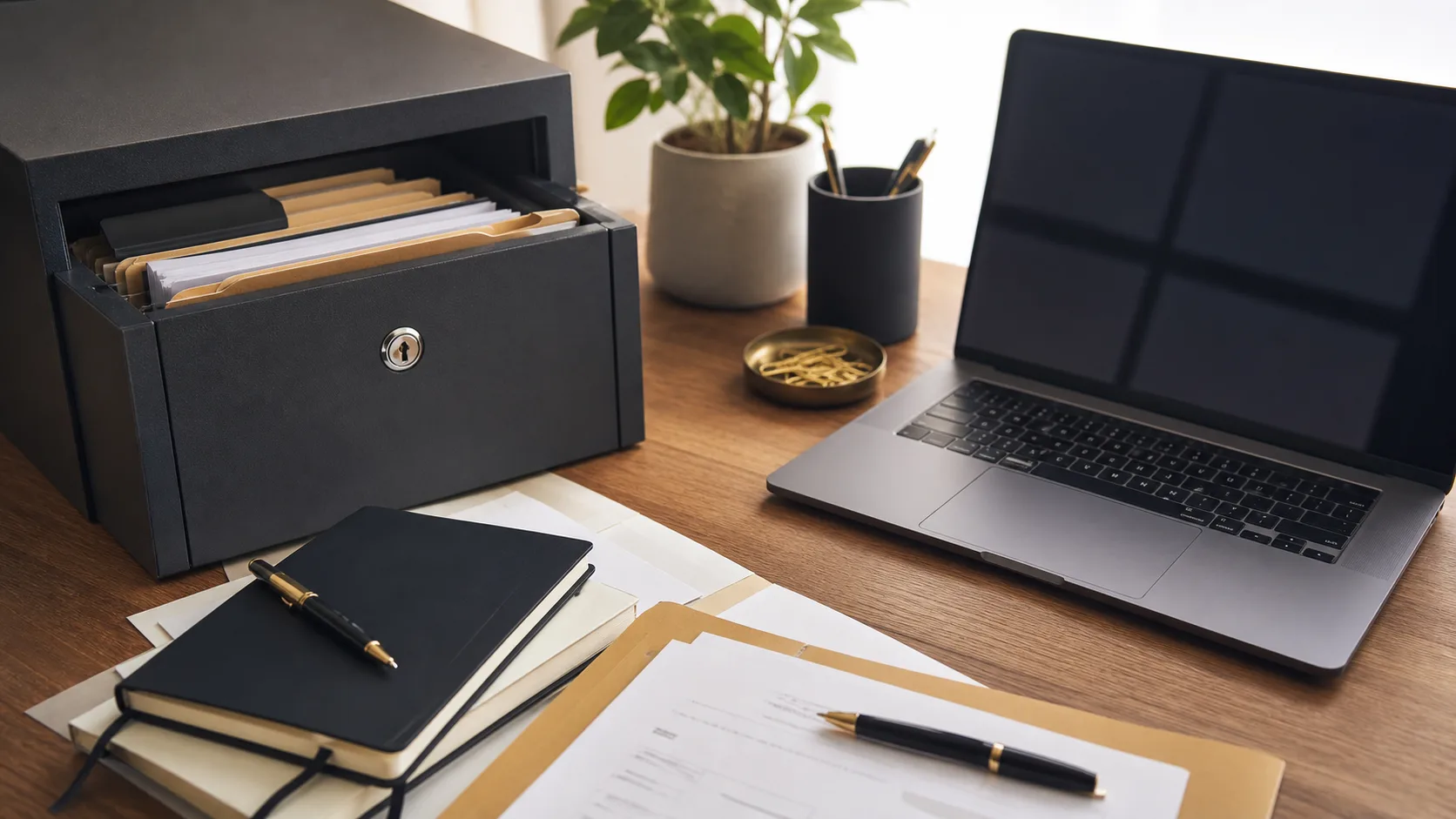 Documents sensibles organisés dans un environnement de travail sécurisé