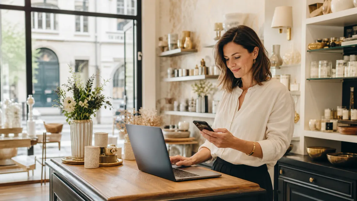 Indépendante présentant une présence digitale claire et professionnelle