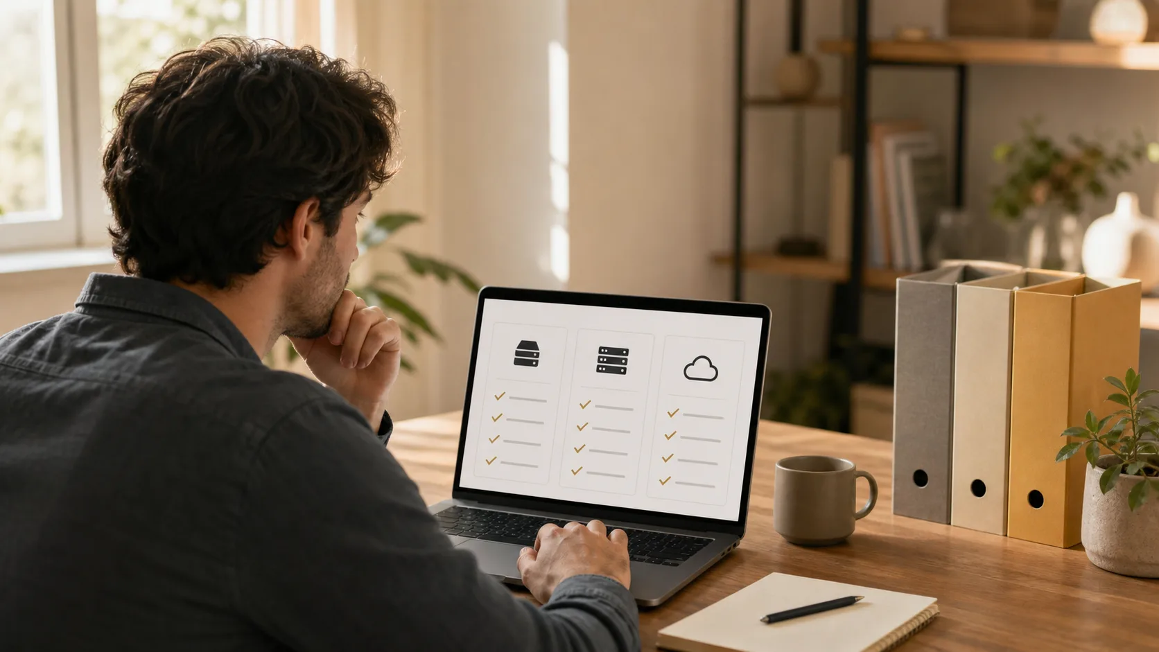 Solopreneur comparant les critères de plusieurs hébergeurs pour son site
