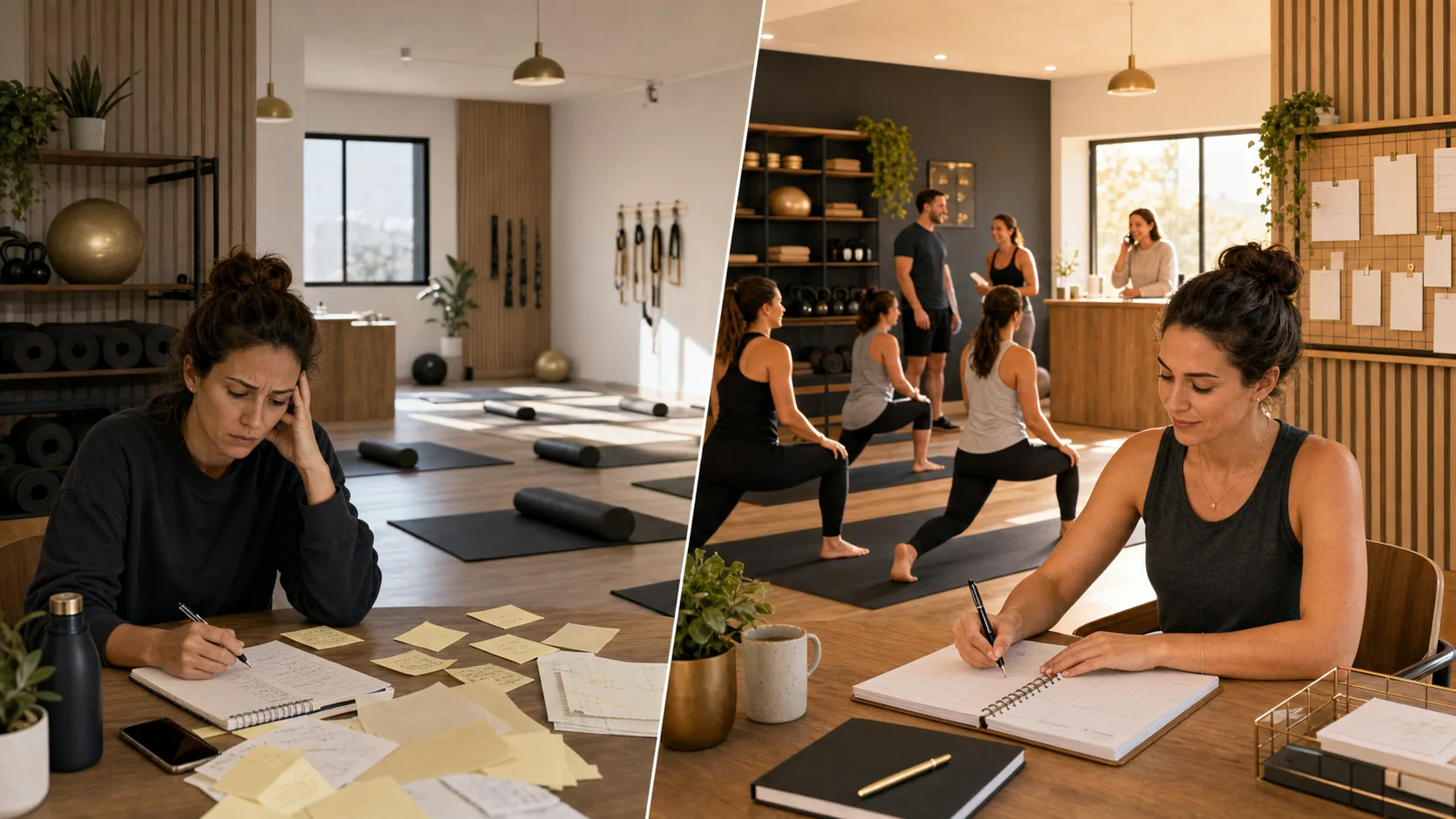 Responsable de studio de sport devant des essais peu remplis puis un planning mieux structuré avec demandes qualifiees